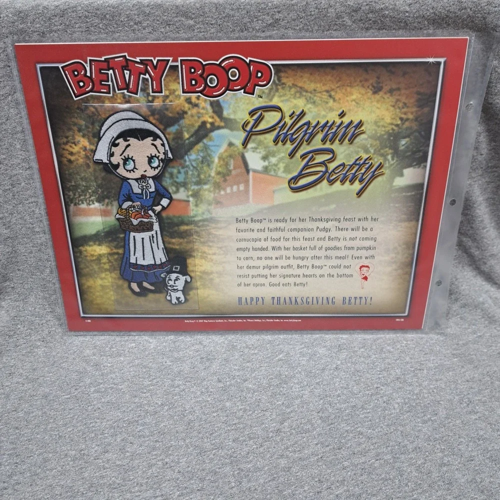 Betty Boop Patch Pilgrim Betty Clothing Patch Collectible‎ Vintage Thanksgiving